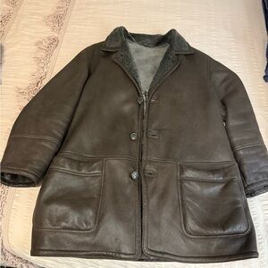 Bruno Magli Dark Brown Leather Jacket with Shearling lining